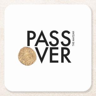 Posavasos Cuadrado De Papel Pascua - Pase el matzah por encima - Seder Pesach
