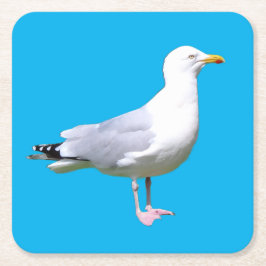 Posavasos Cuadrado De Papel Pascua permanente de gaviota