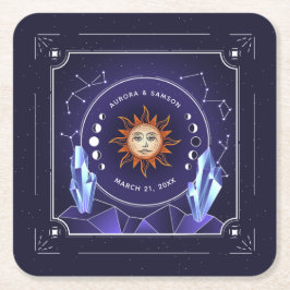 Posavasos Cuadrado De Papel Pascua personalizada Mystic Sun