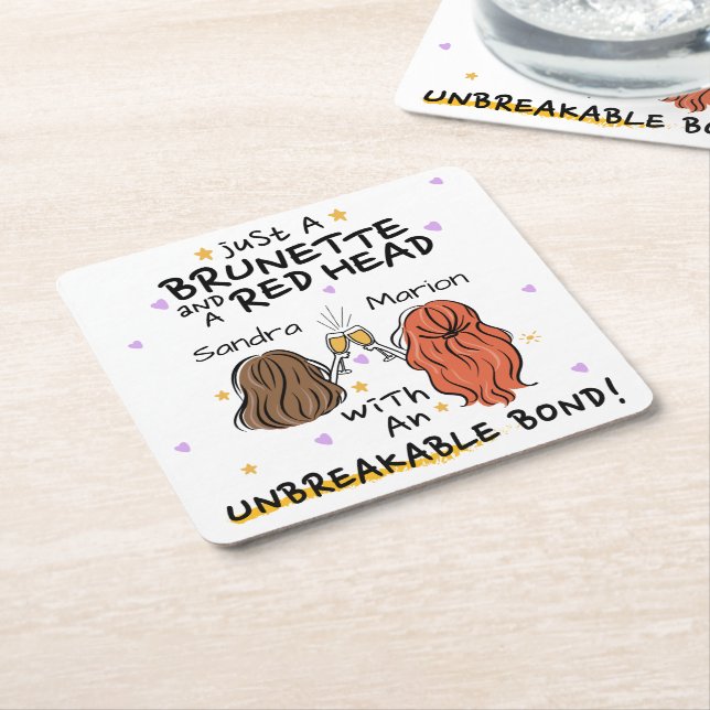 Posavasos Cuadrado De Papel Pascua Personalizar "Just a Brunette and a Red Hea (En perspectiva)