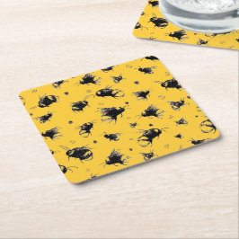 Posavasos Cuadrado De Papel Pascua Rústica de Abejas - mano despedida, regalo