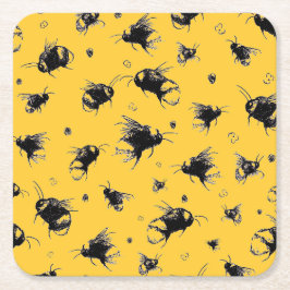 Posavasos Cuadrado De Papel Pascua Rústica de Abejas - mano despedida, regalo 