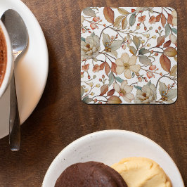 Posavasos Cuadrado De Papel Pascua Rústica Floral de acuarela de otoño