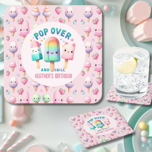 Posavasos Cuadrado De Papel Pase a flote y caiga el Fiesta pop de hielo (Subido por el creador)