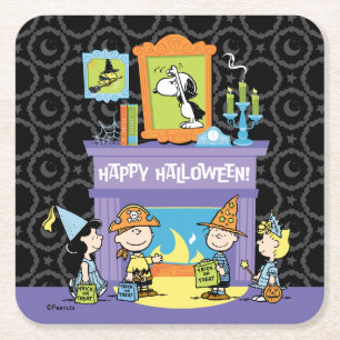 Posavasos Cuadrado De Papel Pasillos Embrujados de Maniotas Halloween