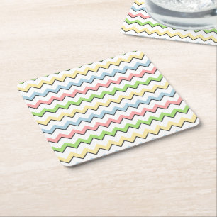 Posavasos Cuadrado De Papel Pastel Chevron-Drop Shadow por Shirley Taylor