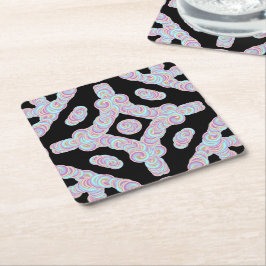 Posavasos Cuadrado De Papel Pastel Colored Squiggly Discs Symmetrical Pattern