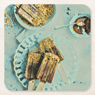Posavasos Cuadrado De Papel Pastel de helado
