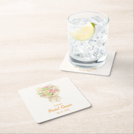 Posavasos Cuadrado De Papel Pastel Floral Bridal Shower bouquet 