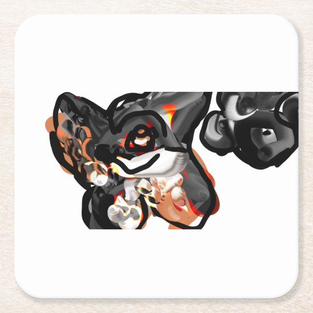 Posavasos Cuadrado De Papel Pata de lobo en el aire (Anverso)