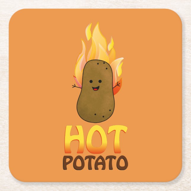 Posavasos Cuadrado De Papel Patata Caliente (Anverso)