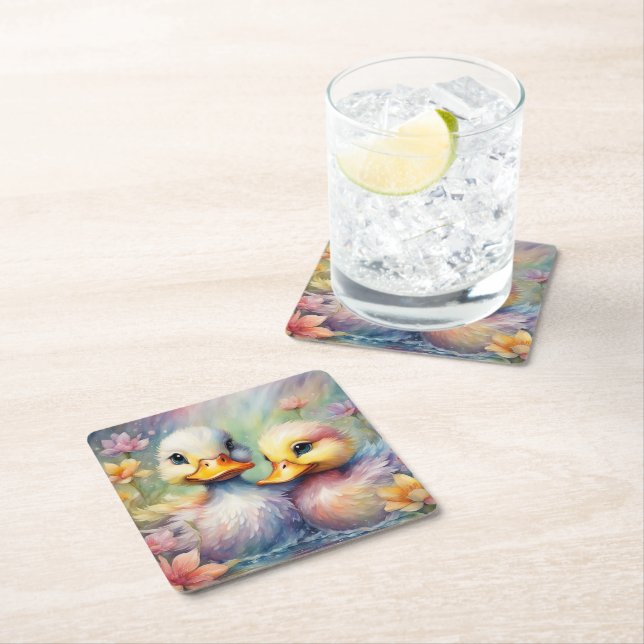 Posavasos Cuadrado De Papel Pato 1 de Aves Arcoiris (In situ)