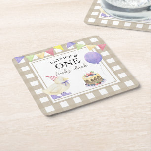 Posavasos Cuadrado De Papel Pato acuarela cumpleaños 1