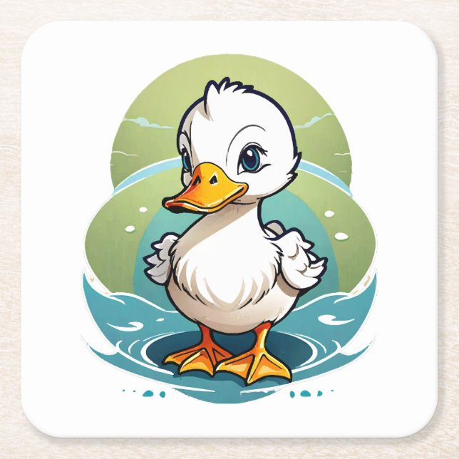 Posavasos Cuadrado De Papel pato-blanco (Anverso)