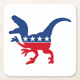 Posavasos Cuadrado De Papel Patriótico anti-política T-Rex
