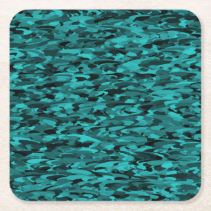 Posavasos Cuadrado De Papel Patrón abstracto azul verdoso negro