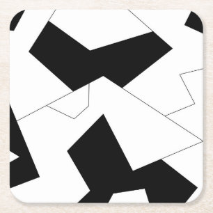 Posavasos Cuadrado De Papel Patrón abstracto - blanco y negro