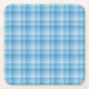 Posavasos Cuadrado De Papel Patrón abstracto de cuadros azules y blancos