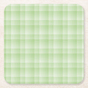 Posavasos Cuadrado De Papel Patrón abstracto de cuadros verdes y blancos