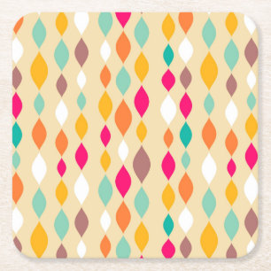 Posavasos Cuadrado De Papel Patrón abstracto de estilo retro