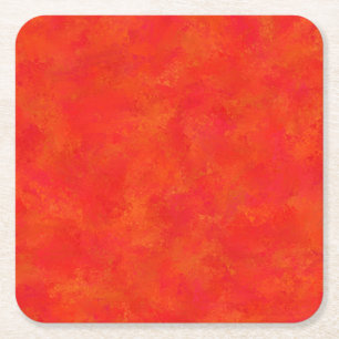 Posavasos Cuadrado De Papel Patrón abstracto del Naranja rojo