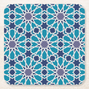 Posavasos Cuadrado De Papel Patrón Abstracto En Azul Y Gris