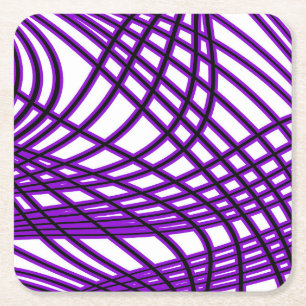 Posavasos Cuadrado De Papel Patrón abstracto - púrpura