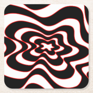 Posavasos Cuadrado De Papel Patrón abstracto - rojo