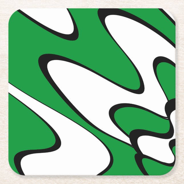 Posavasos Cuadrado De Papel Patrón abstracto - verde (Anverso)