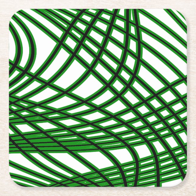 Posavasos Cuadrado De Papel Patrón abstracto - verde (Anverso)
