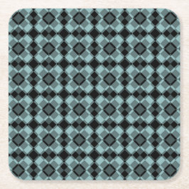 Posavasos Cuadrado De Papel Patrón Argyle de Cuadros Azules y Negros
