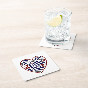 Posavasos Cuadrado De Papel patrón cardiaco abstracto de bonito