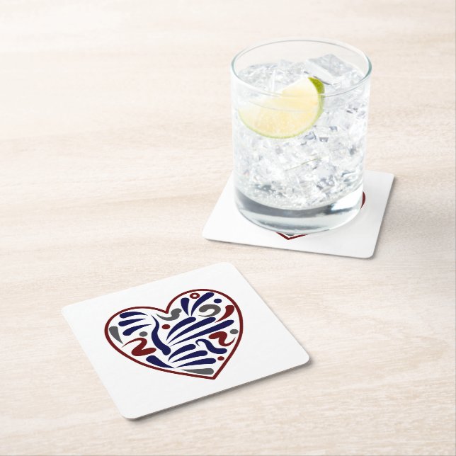 Posavasos Cuadrado De Papel patrón cardiaco abstracto de bonito (In situ)