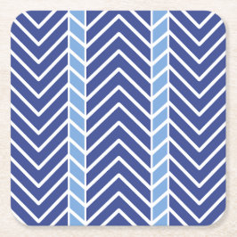 Posavasos Cuadrado De Papel Patrón Chevron Azul
