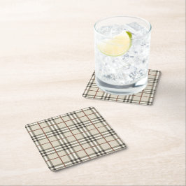 Posavasos Cuadrado De Papel Patrón Clásico Acogedor de Cuadros Neutros