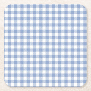 Posavasos Cuadrado De Papel Patrón clásico de Gingham azul comprobado