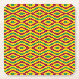 Posavasos Cuadrado De Papel Patrón colorido africano Kente