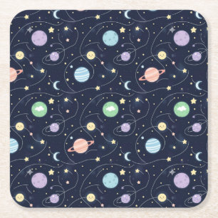 Posavasos Cuadrado De Papel Patrón continuo de planetas del sistema solar