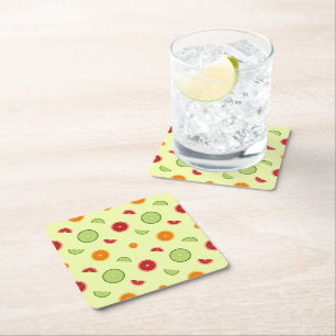 Posavasos Cuadrado De Papel Patrón continuo de rodajas de naranja