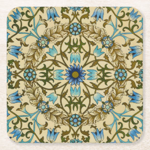 Posavasos Cuadrado De Papel Patrón continuo Vintage Blue Vine de William Morri