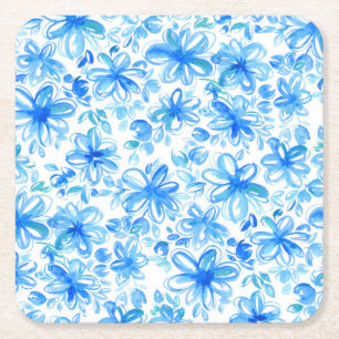 Posavasos Cuadrado De Papel Patrón curtido de color floral de chintz