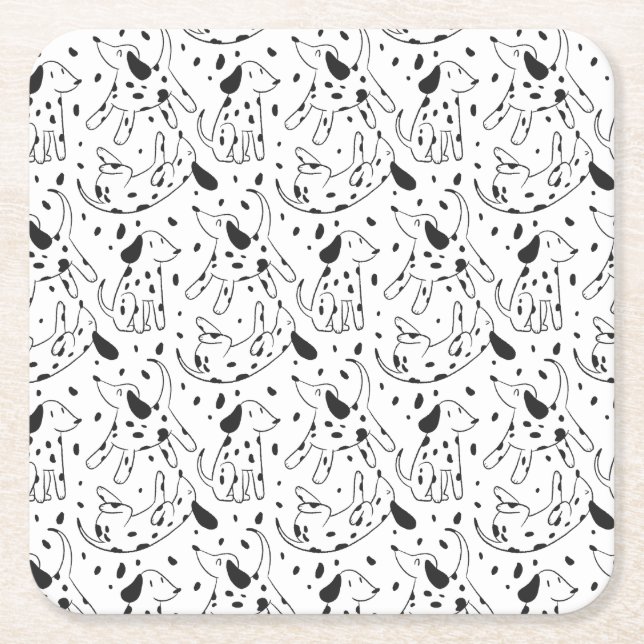 Posavasos Cuadrado De Papel Patrón dálmata (Anverso)