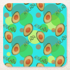 Posavasos Cuadrado De Papel Patrón de aguacate fresco y divertido