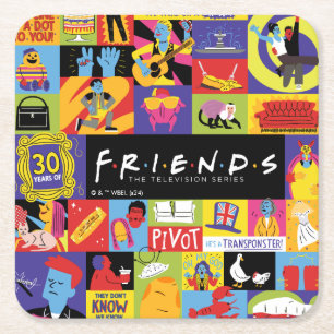 Posavasos Cuadrado De Papel Patrón de amigos icónicos™