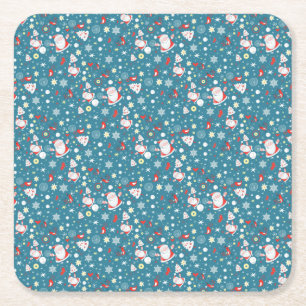Posavasos Cuadrado De Papel Patrón de amor Santa