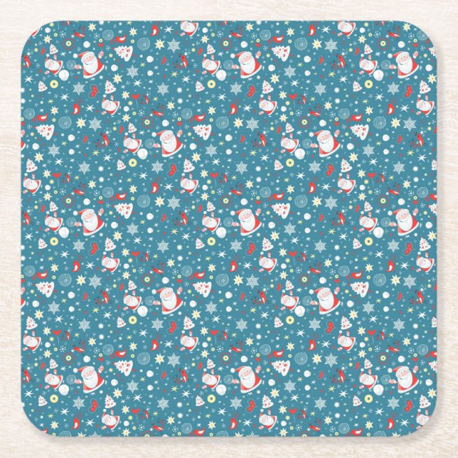 Posavasos Cuadrado De Papel Patrón de amor Santa (Anverso)