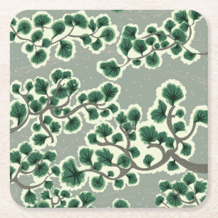 Posavasos Cuadrado De Papel Patrón de árbol bonsái