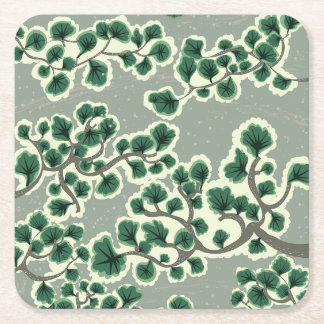 Posavasos Cuadrado De Papel Patrón de árbol bonsái