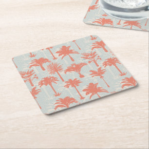 Posavasos Cuadrado De Papel Patrón de árbol de palma de Pastel
