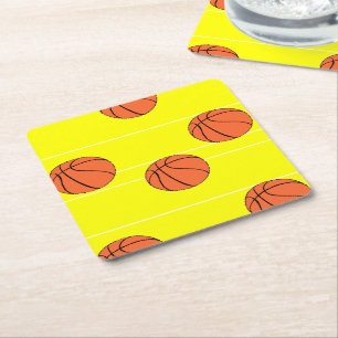 Posavasos Cuadrado De Papel Patrón de baloncesto en